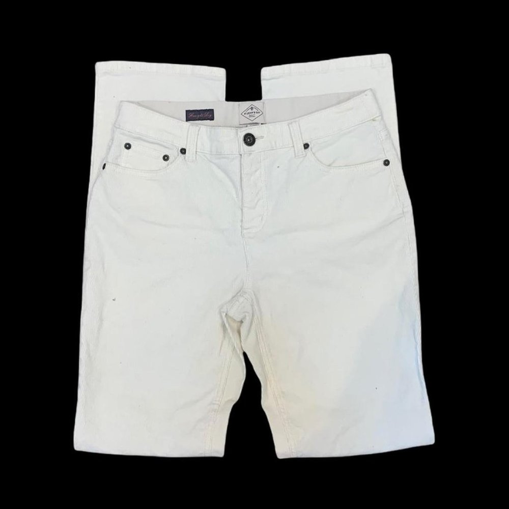 Cream/white corduroy straight leg pants